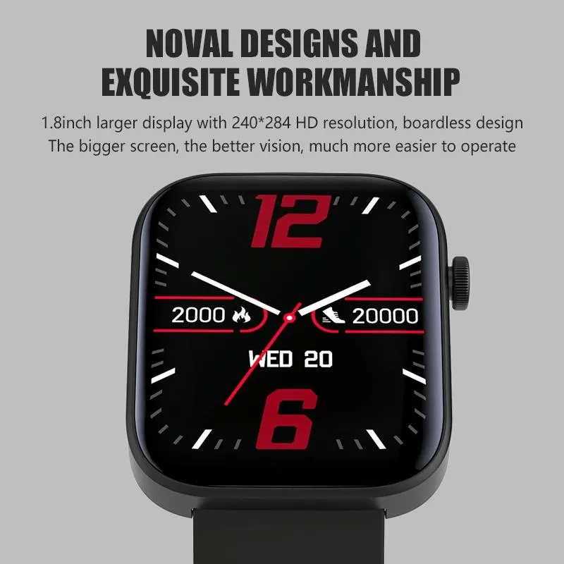 1.8 Inch Tft Screen Bluetooth Smart Watch Support Heart Rate Monitoring & 100  Sports Modes