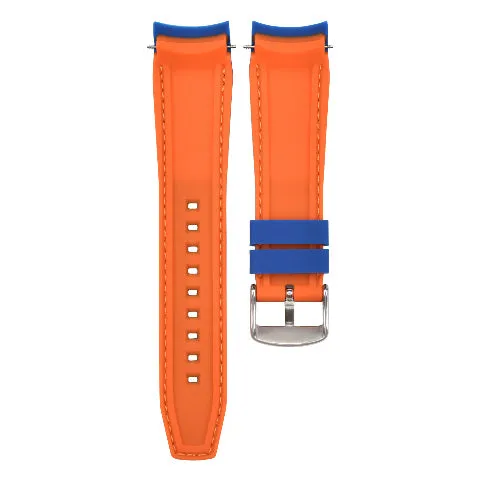 18MM CURVED RUBBER STRAP PERFORATED FOR CITIZEN ECO DRIVE WATCH BLUE ORANGE