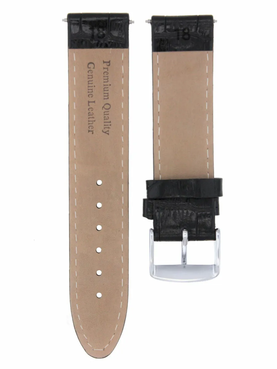 18MM LEATHER WATCH STRAP BAND FOR 35MM LONGINES CONQUEST WATCH WHITE STIT BLACK