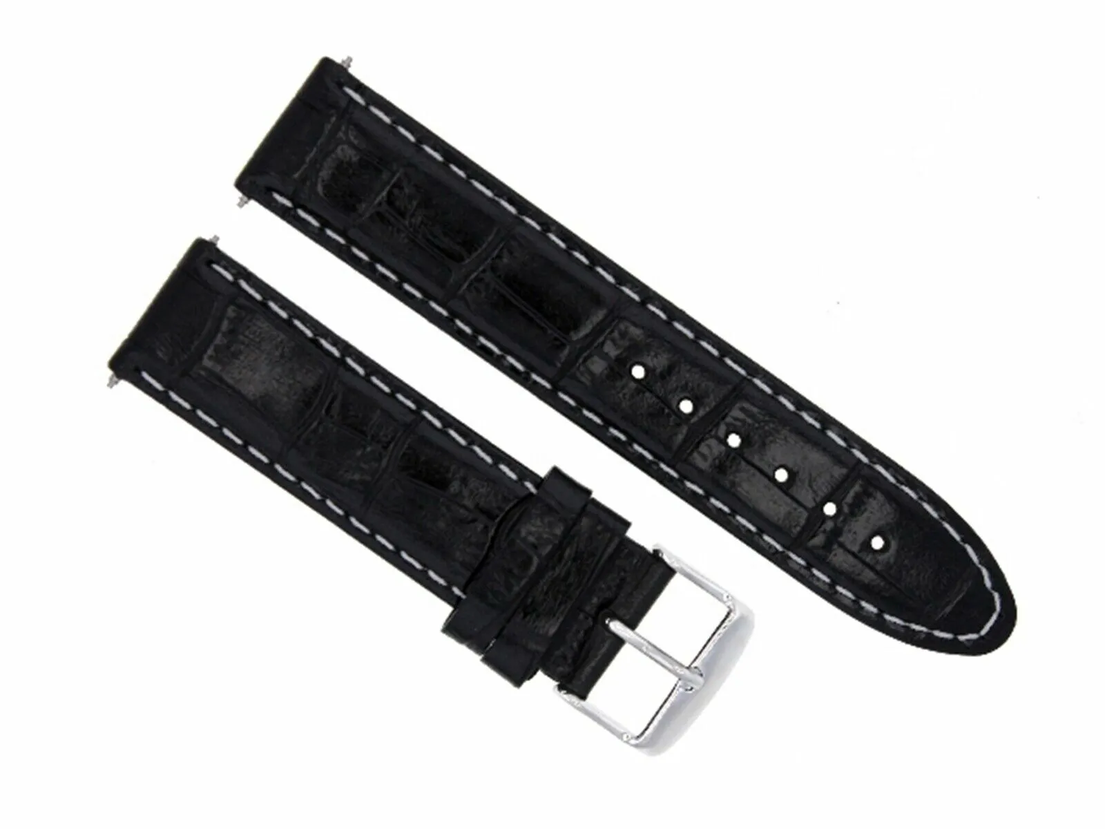 18MM LEATHER WATCH STRAP BAND FOR 35MM LONGINES CONQUEST WATCH WHITE STIT BLACK