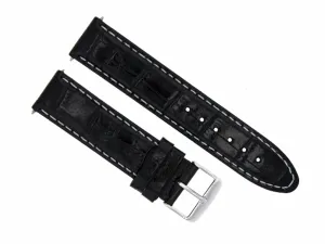 18MM LEATHER WATCH STRAP BAND FOR 35MM LONGINES CONQUEST WATCH WHITE STIT BLACK