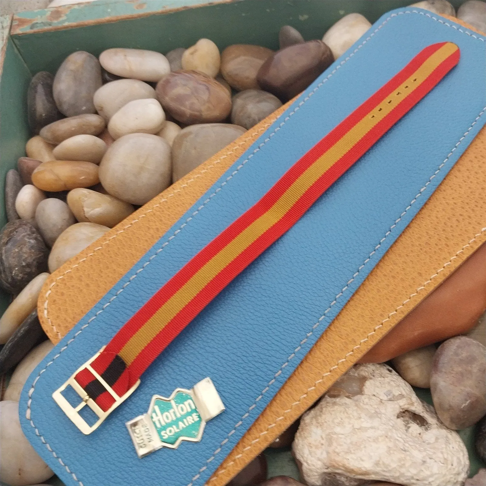 18mm Perlon Reversible Striped 1-piece Classic Unused 1960s Vintage Watch Band