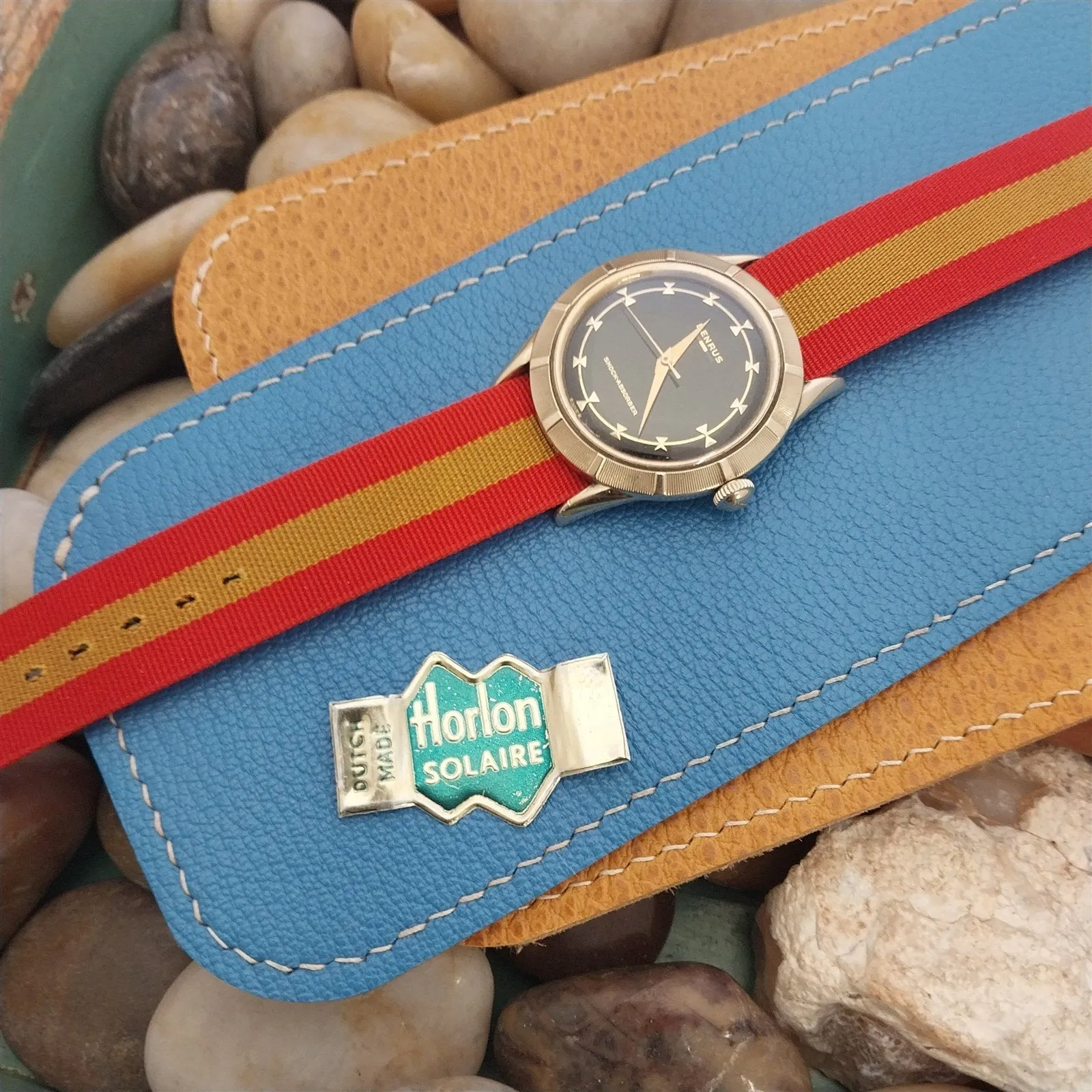 18mm Perlon Reversible Striped 1-piece Classic Unused 1960s Vintage Watch Band