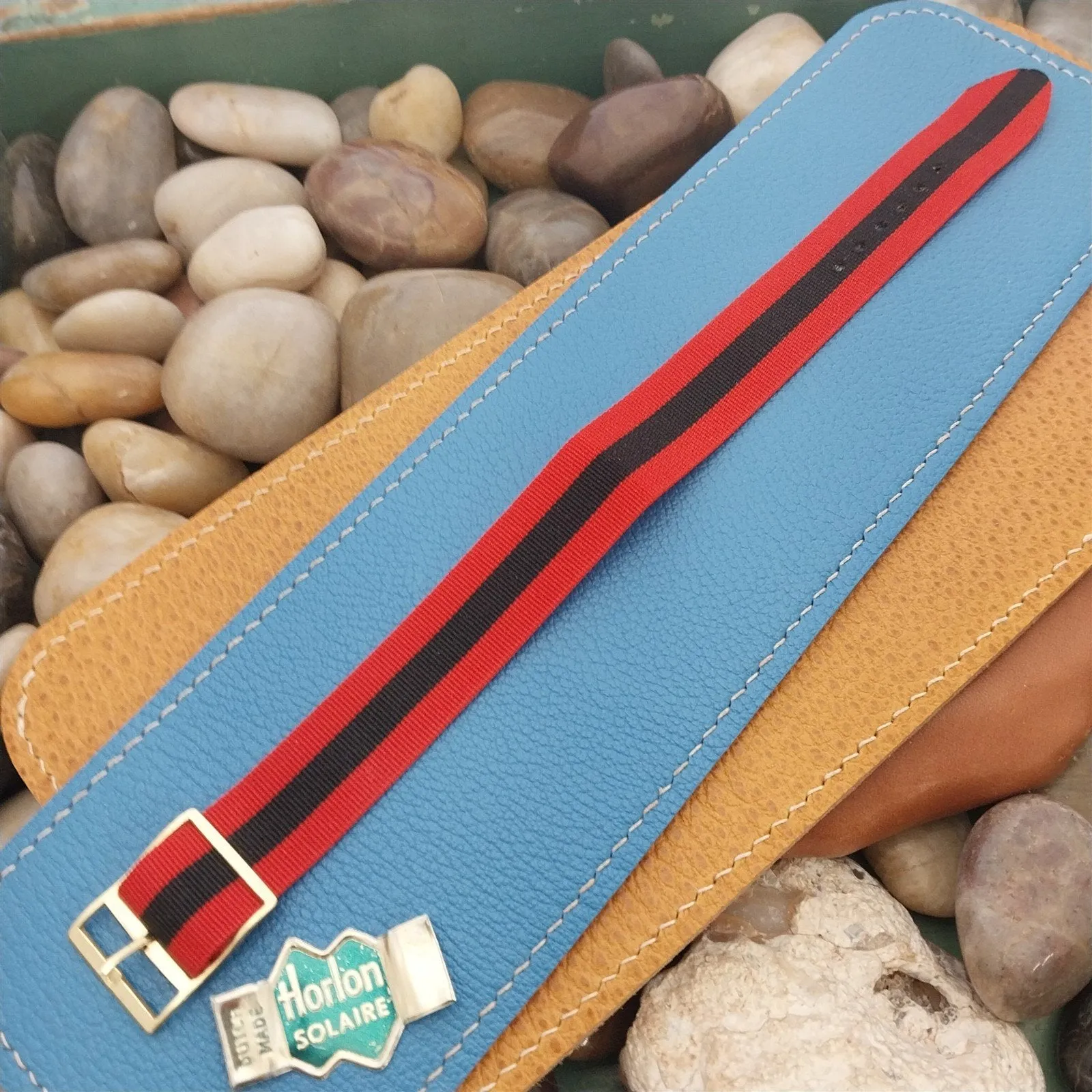 18mm Perlon Reversible Striped 1-piece Classic Unused 1960s Vintage Watch Band