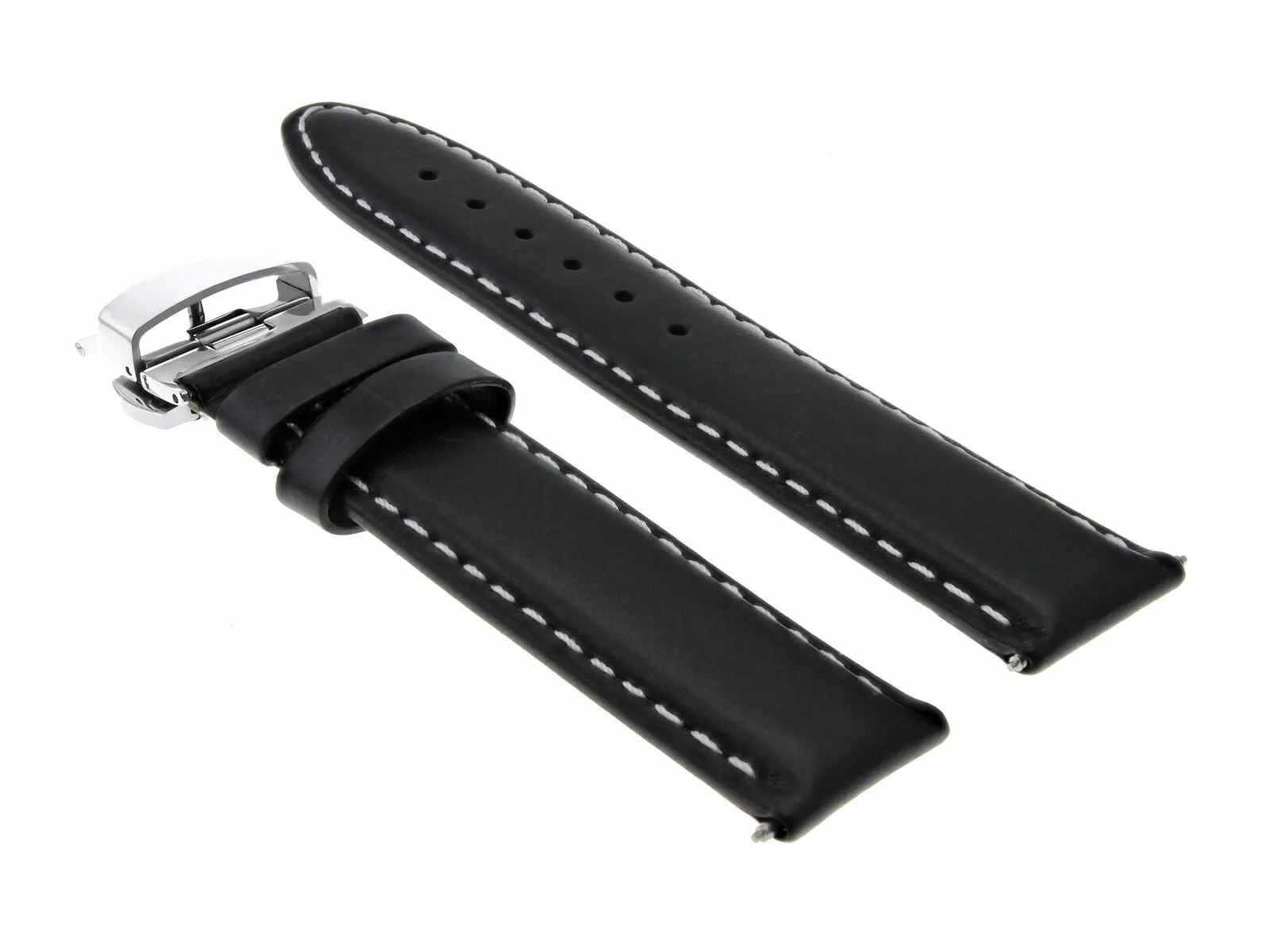 18MM SMOOTH LEATHER WATCH BAND STRAP FOR INVICTA 19814 19815 19822 19824 BLACK W