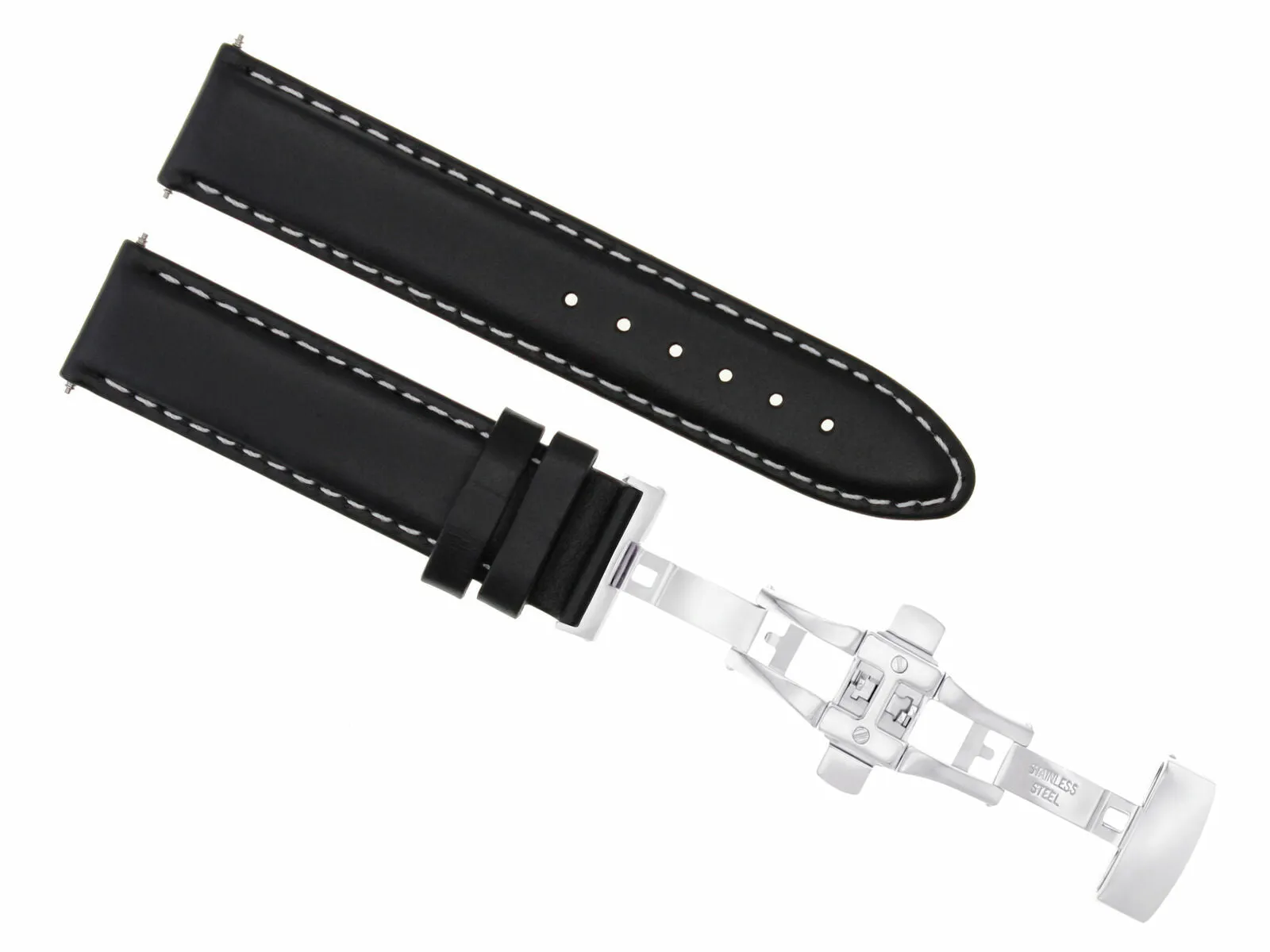 18MM SMOOTH LEATHER WATCH BAND STRAP FOR INVICTA 19814 19815 19822 19824 BLACK W