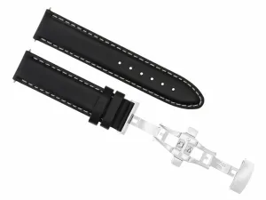 18MM SMOOTH LEATHER WATCH BAND STRAP FOR INVICTA 19814 19815 19822 19824 BLACK W