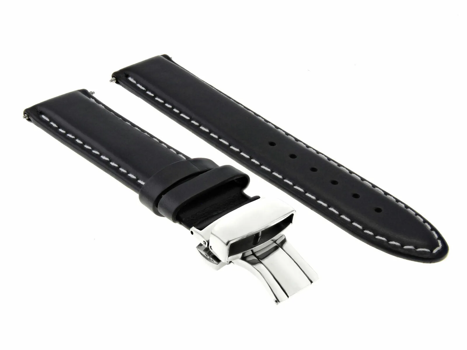 18MM SMOOTH LEATHER WATCH BAND STRAP FOR INVICTA 19814 19815 19822 19824 BLACK W