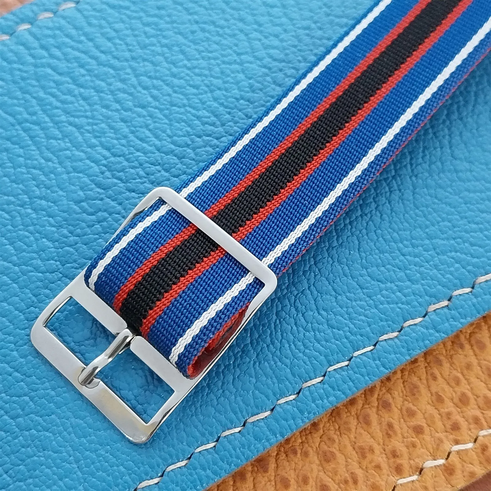18mm Striped Perlon Reversible 1-Piece Classic Unused 1960s Vintage Watch Band