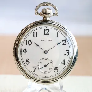 1904 WALTHAM Dress Pocket Watch Openface 12s Grade Riverside 19 Jewels Fancy Engraved Case