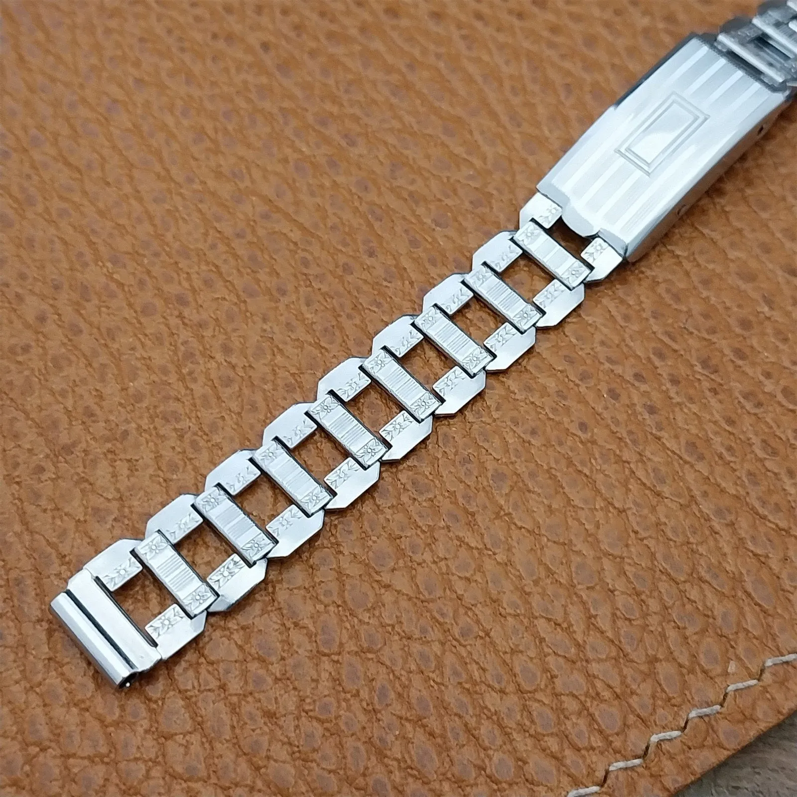1930s Gemex Pontiac Chromium Plated Ladder Link Womens nos Vintage Watch Band