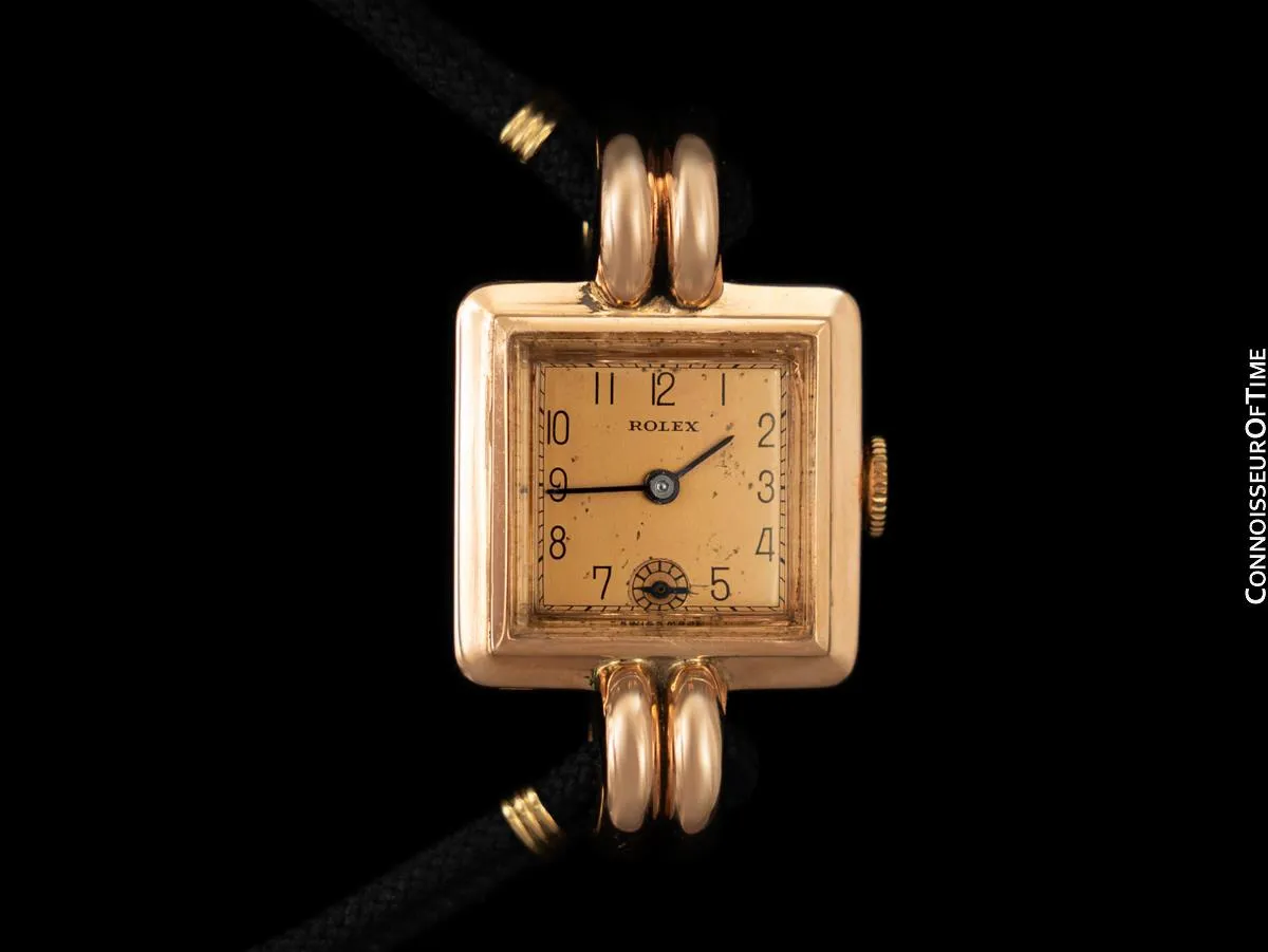 1938 Rolex Vintage Art Deco Ladies Dress Watch with Box - 14K Rose Gold