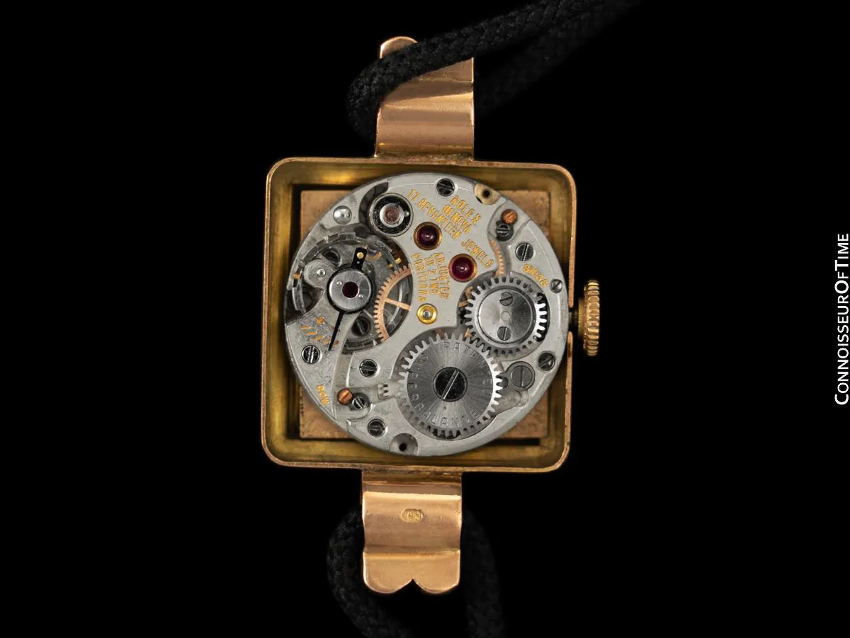 1938 Rolex Vintage Art Deco Ladies Dress Watch with Box - 14K Rose Gold