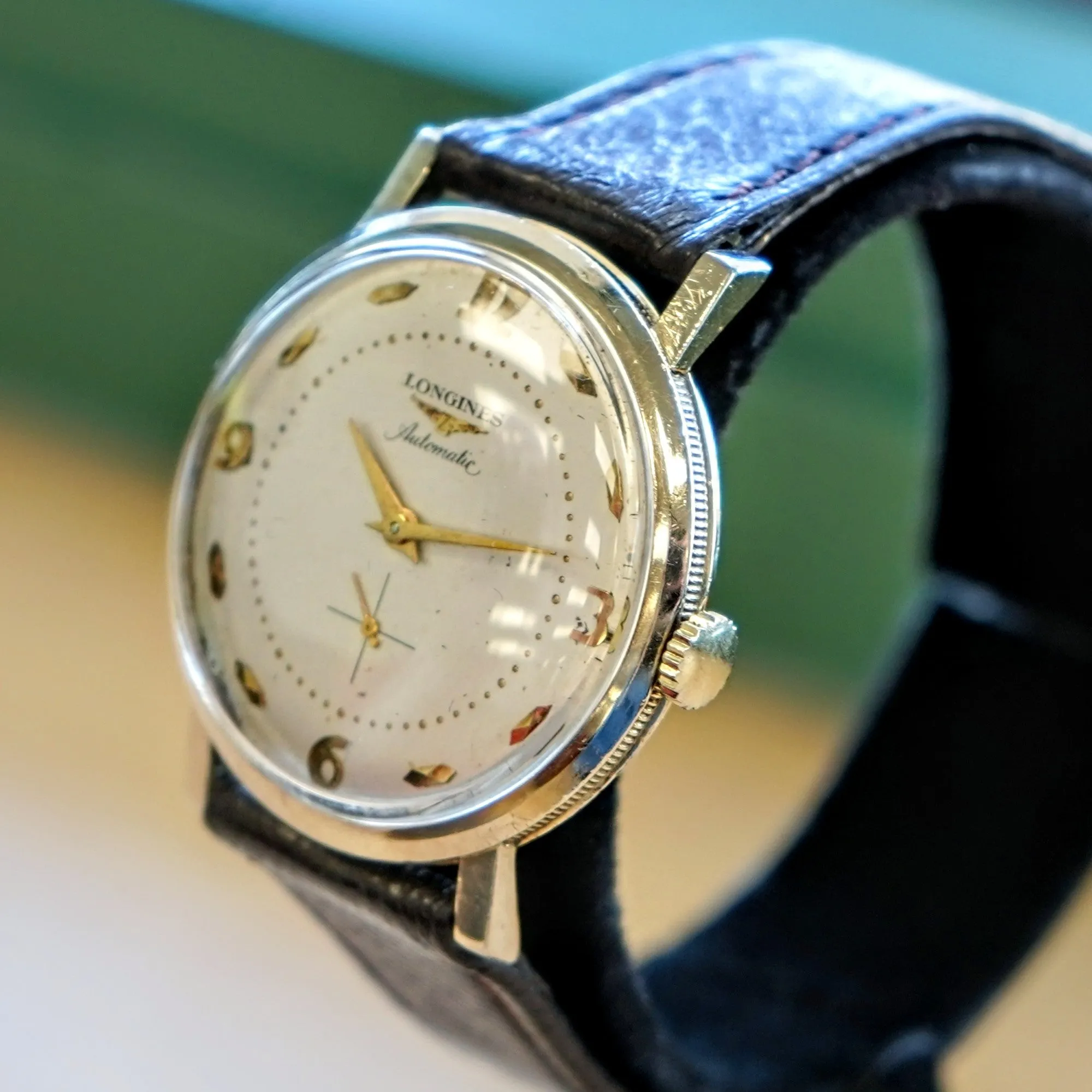 1955 LONGINES Automatic Watch 17 Jewels Ref. 2259-1 Cal. 19A Coin Case Design Wristwatch