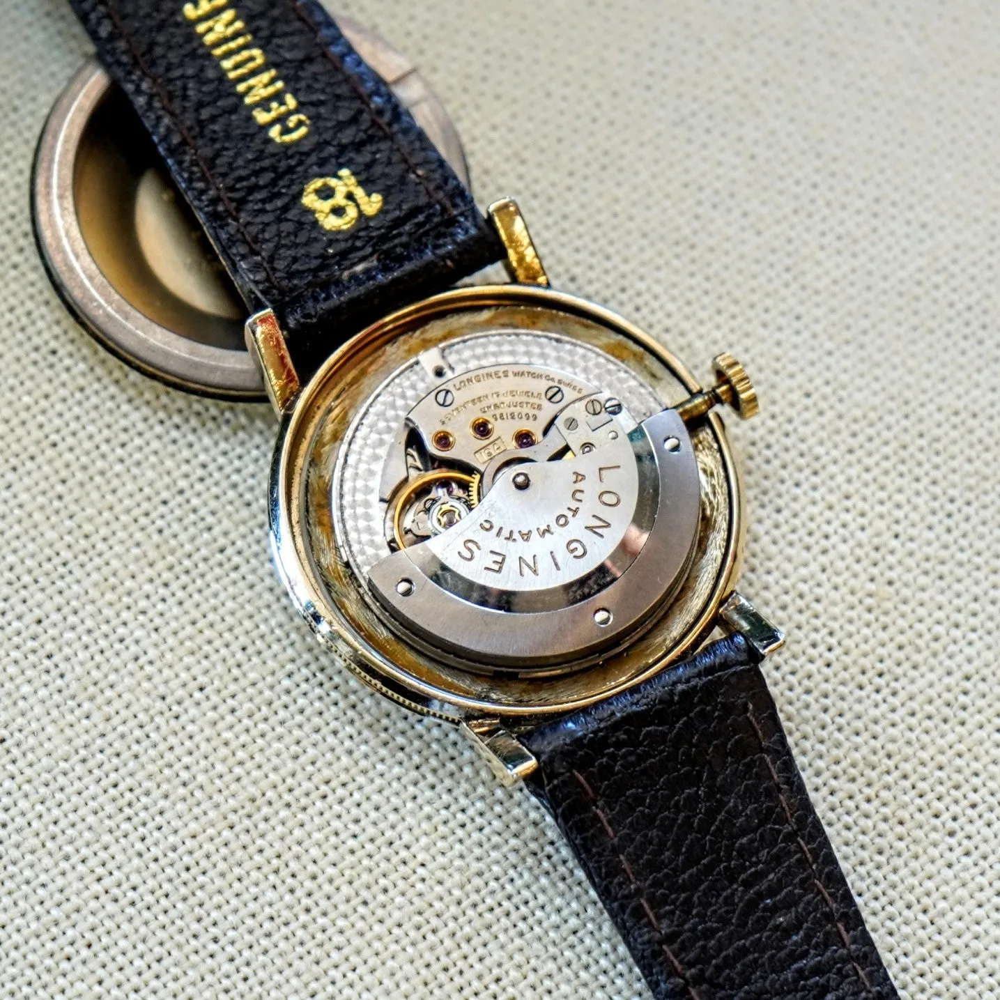1955 LONGINES Automatic Watch 17 Jewels Ref. 2259-1 Cal. 19A Coin Case Design Wristwatch