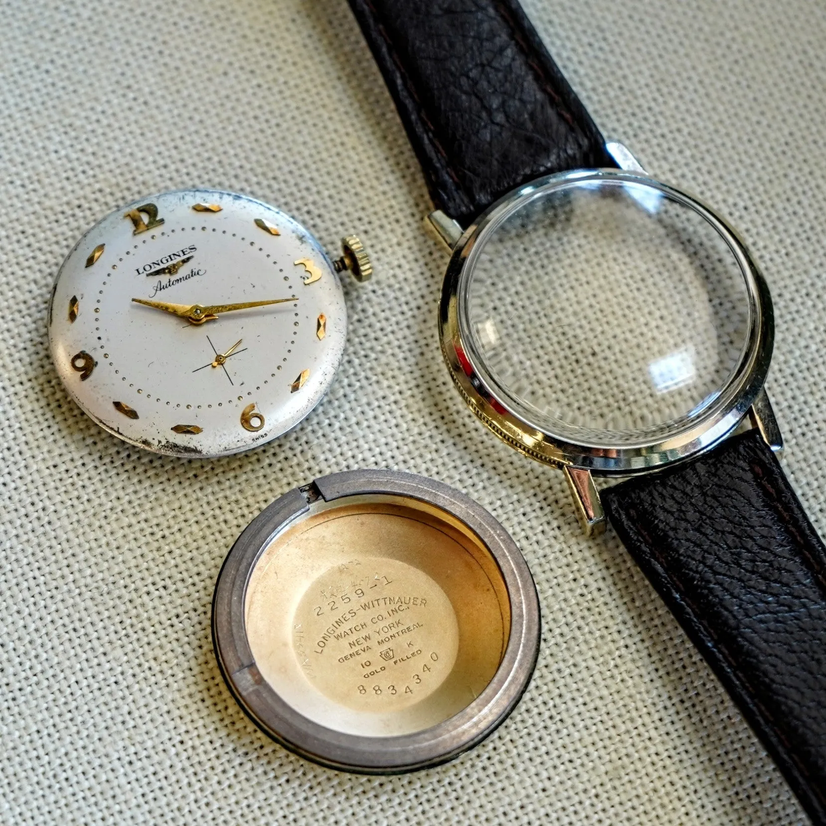 1955 LONGINES Automatic Watch 17 Jewels Ref. 2259-1 Cal. 19A Coin Case Design Wristwatch