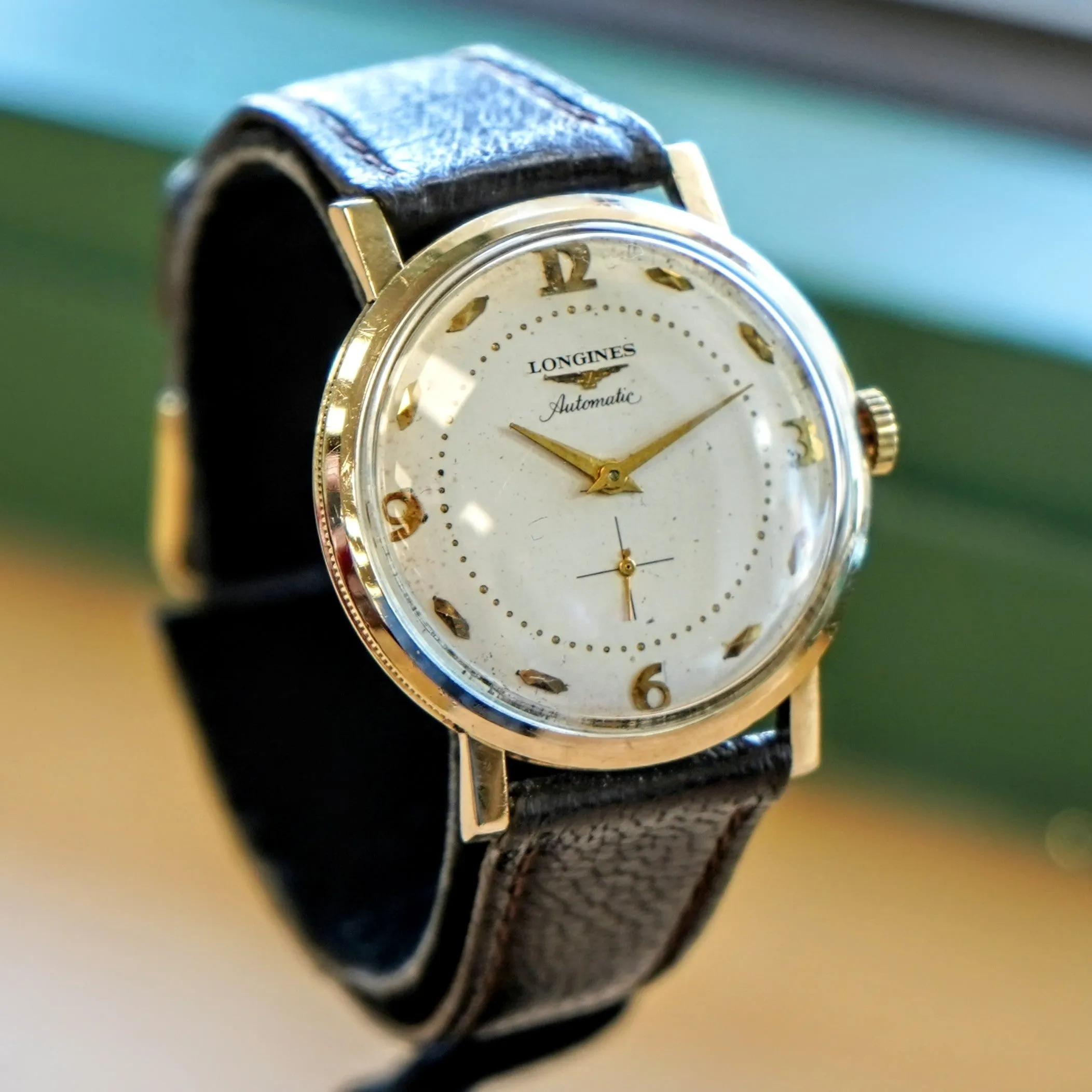 1955 LONGINES Automatic Watch 17 Jewels Ref. 2259-1 Cal. 19A Coin Case Design Wristwatch