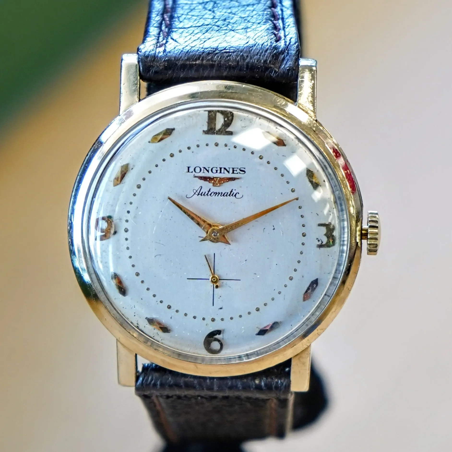 1955 LONGINES Automatic Watch 17 Jewels Ref. 2259-1 Cal. 19A Coin Case Design Wristwatch