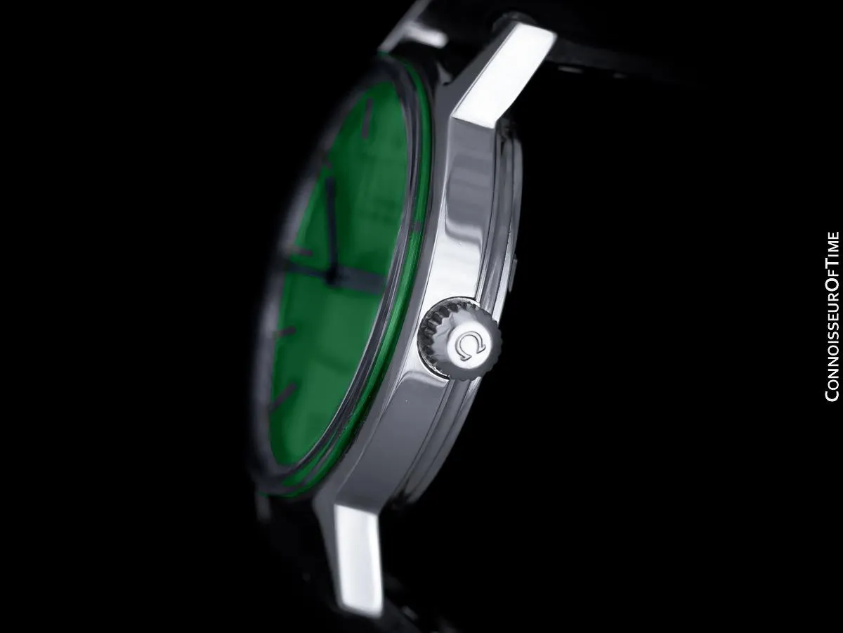 1976 Omega Geneve Vintage Automatic Day Date Mens Green Dial Watch - Stainless Steel