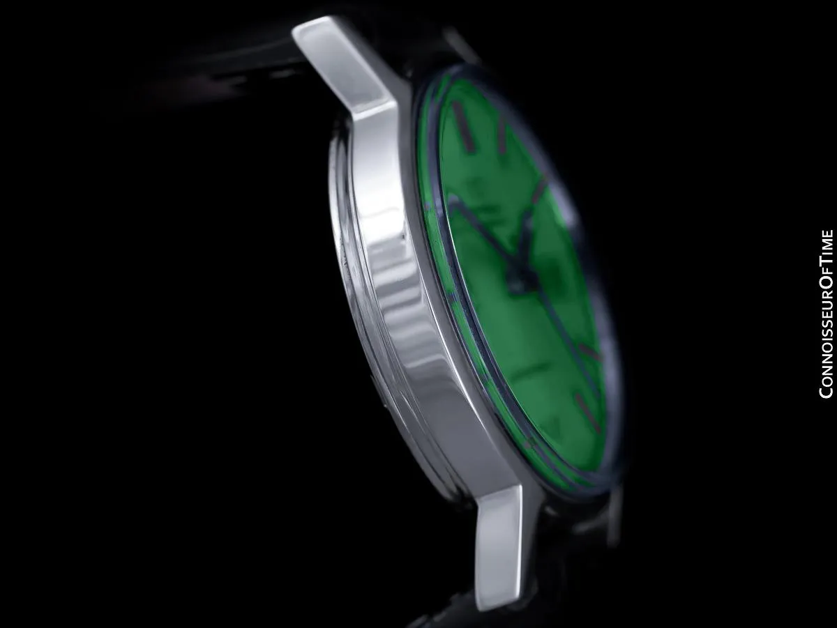 1976 Omega Geneve Vintage Automatic Day Date Mens Green Dial Watch - Stainless Steel
