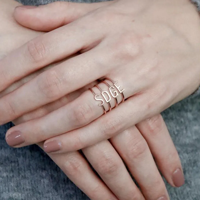 1pc Custom A-Z Initials Letter Ring