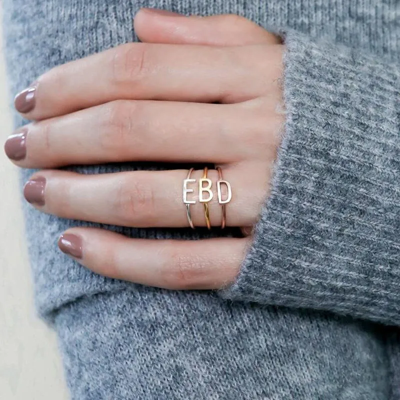 1pc Custom A-Z Initials Letter Ring