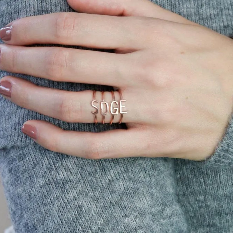 1pc Custom A-Z Initials Letter Ring