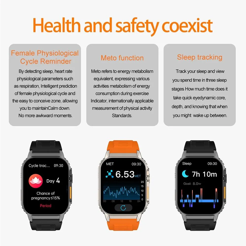 2.01 Inch Waterproof Smart Watch With Bluetooth Call & Health Tracking