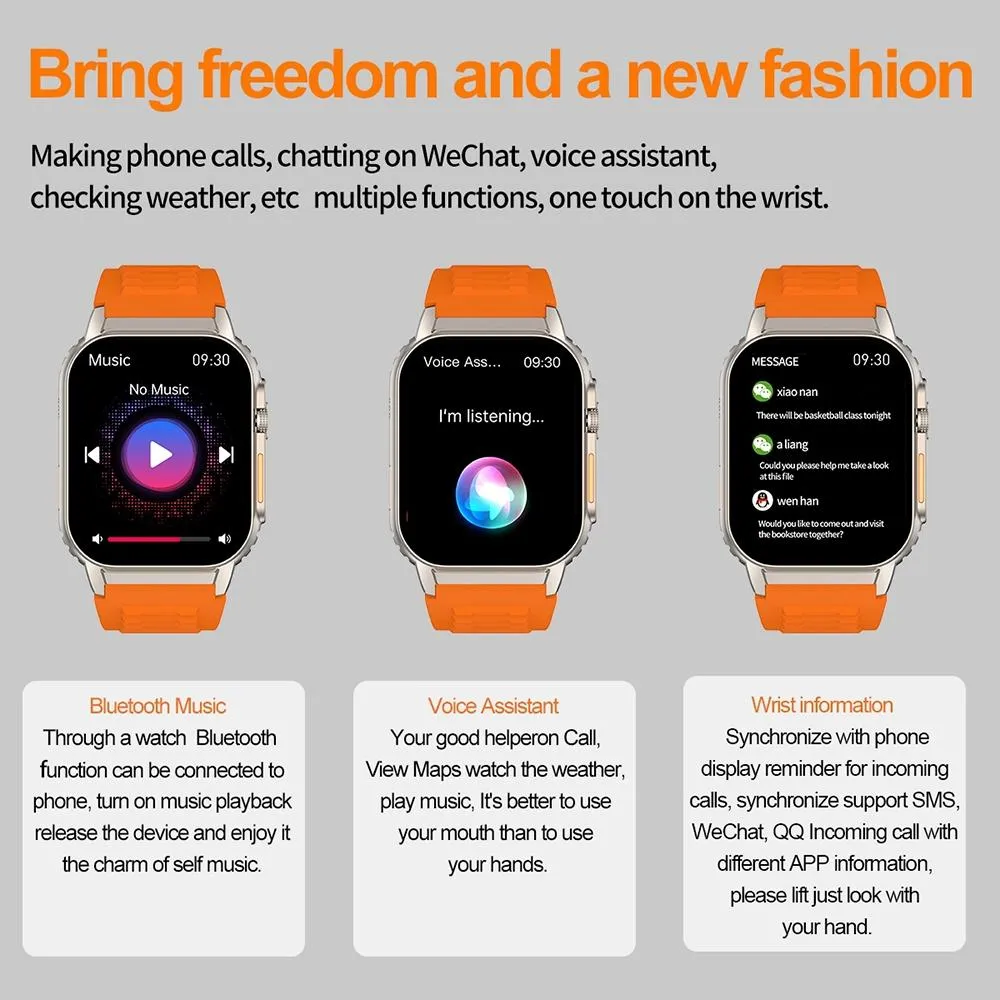 2.01 Inch Waterproof Smart Watch With Bluetooth Call & Health Tracking