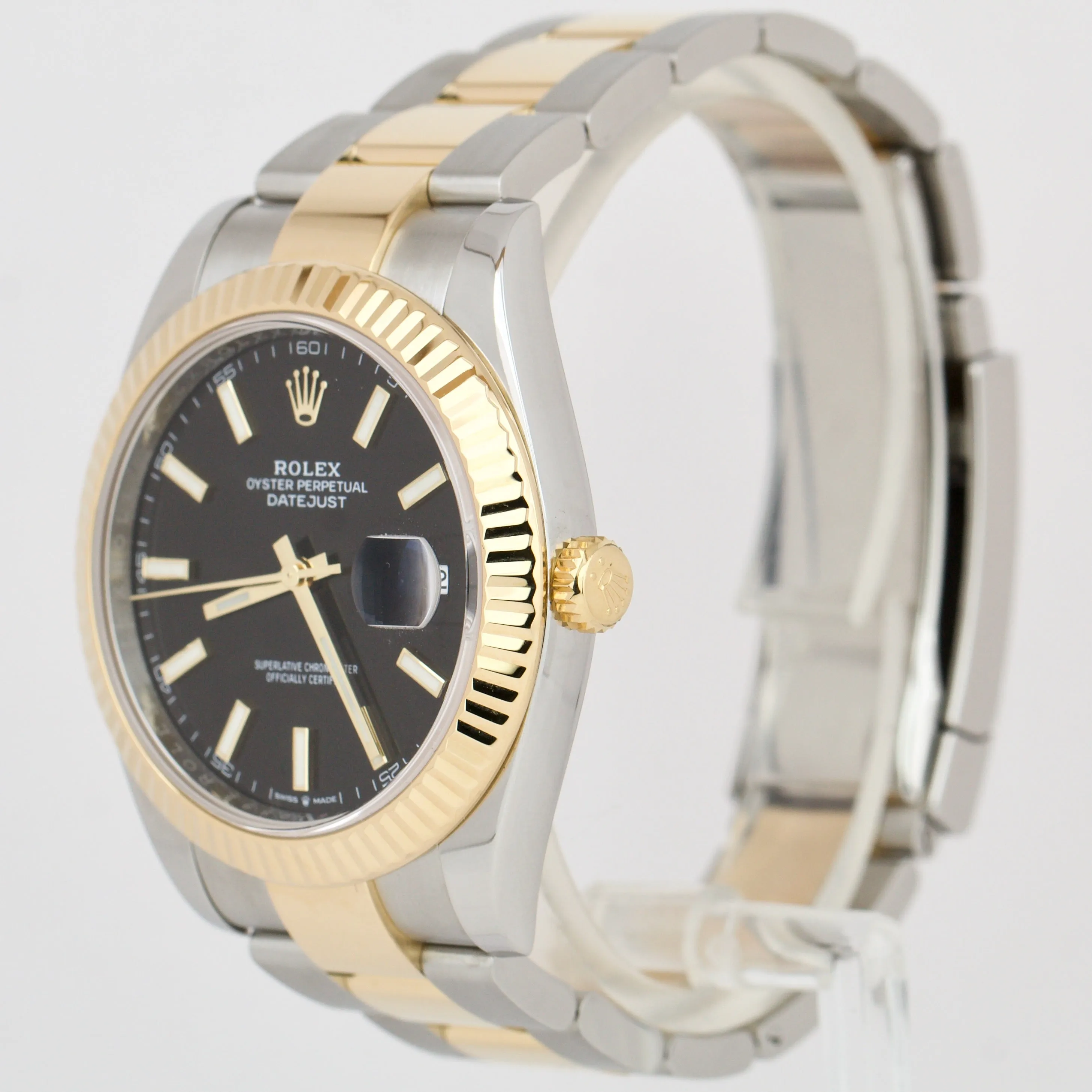 2021 Rolex Datejust 41mm Black Two-Tone 18K Yellow Gold Oyster Watch 126333 B P