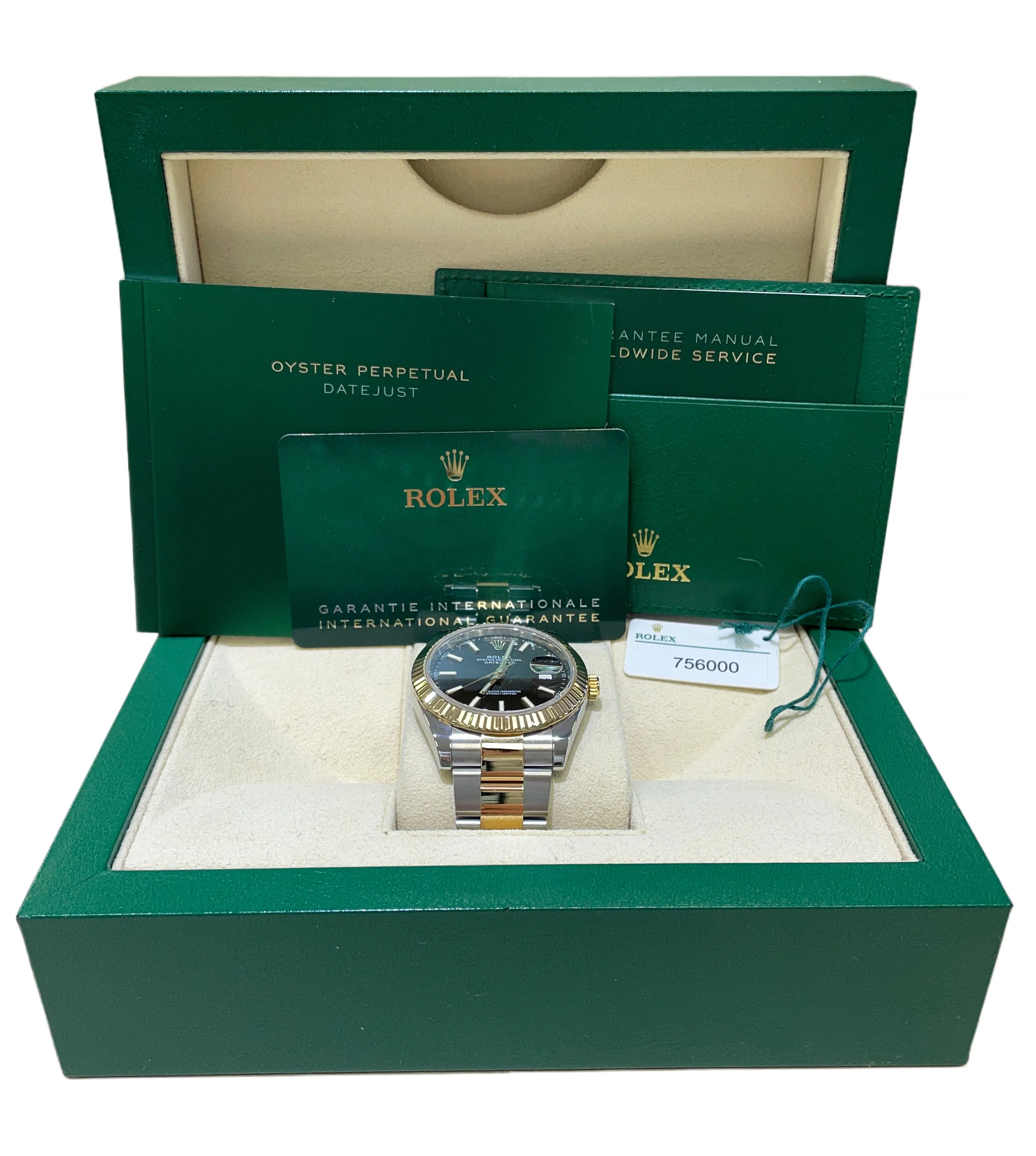 2021 Rolex Datejust 41mm Black Two-Tone 18K Yellow Gold Oyster Watch 126333 B P