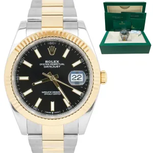 2021 Rolex Datejust 41mm Black Two-Tone 18K Yellow Gold Oyster Watch 126333 B P