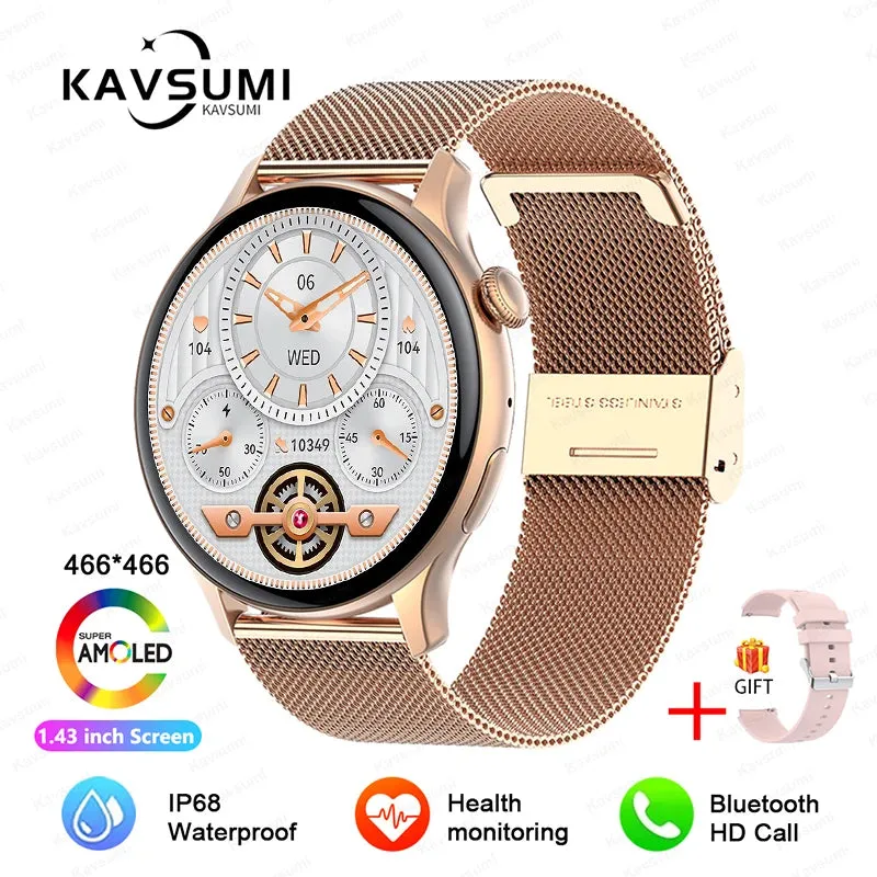 2024 GPS Smart Watch Women 1.43 Inch AMOLED 466*466 HD Screen Sport Heart Rate NFC Custom Dial Bluetooth Call Smartwatch Ladies
