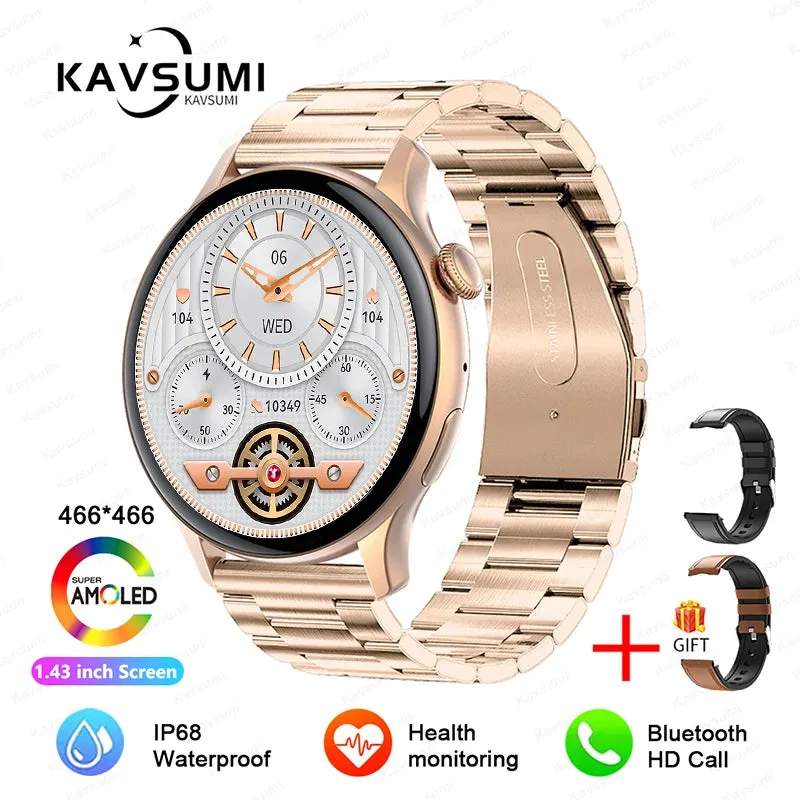 2024 GPS Smart Watch Women 1.43 Inch AMOLED 466*466 HD Screen Sport Heart Rate NFC Custom Dial Bluetooth Call Smartwatch Ladies