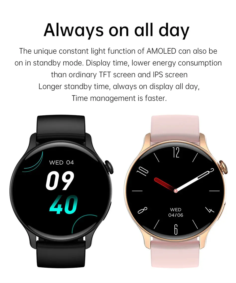 2024 GPS Smart Watch Women 1.43 Inch AMOLED 466*466 HD Screen Sport Heart Rate NFC Custom Dial Bluetooth Call Smartwatch Ladies