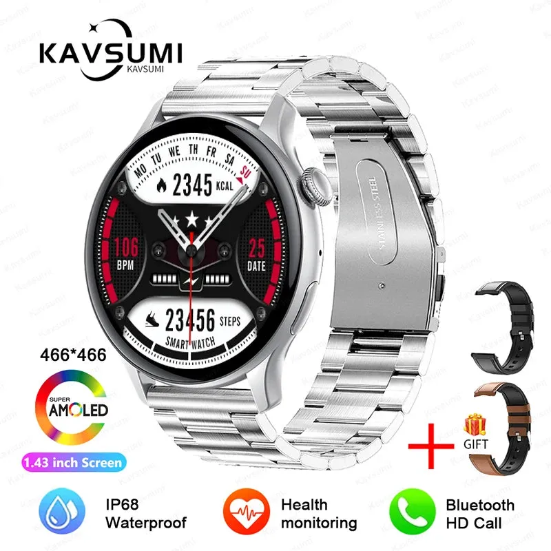 2024 GPS Smart Watch Women 1.43 Inch AMOLED 466*466 HD Screen Sport Heart Rate NFC Custom Dial Bluetooth Call Smartwatch Ladies