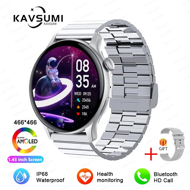 2024 GPS Smart Watch Women 1.43 Inch AMOLED 466*466 HD Screen Sport Heart Rate NFC Custom Dial Bluetooth Call Smartwatch Ladies
