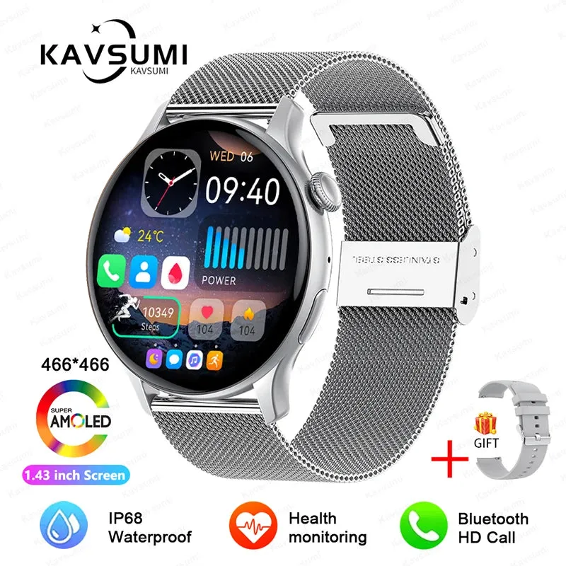 2024 GPS Smart Watch Women 1.43 Inch AMOLED 466*466 HD Screen Sport Heart Rate NFC Custom Dial Bluetooth Call Smartwatch Ladies