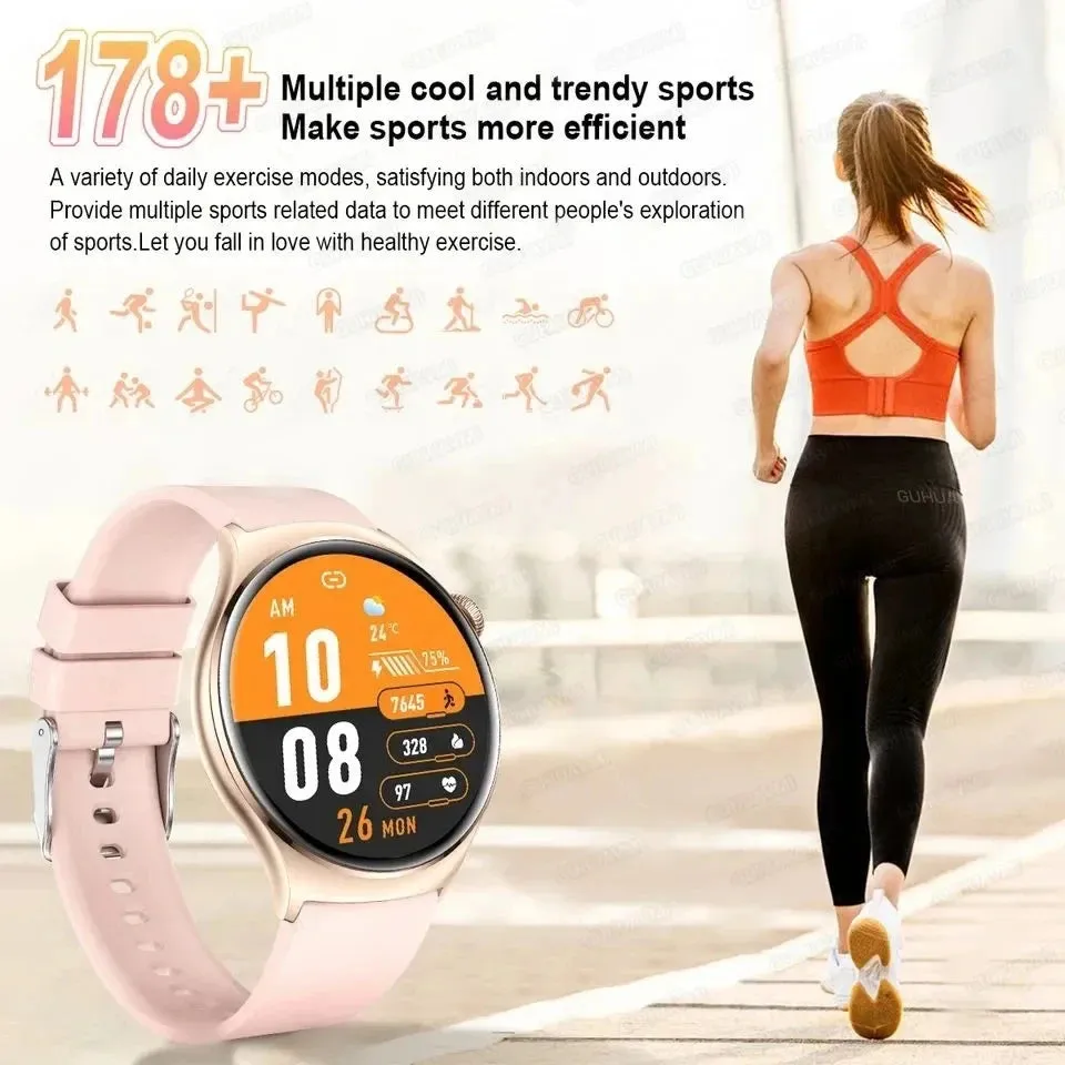 2024 GPS Smart Watch Women 1.43 Inch AMOLED 466*466 HD Screen Sport Heart Rate NFC Custom Dial Bluetooth Call Smartwatch Ladies