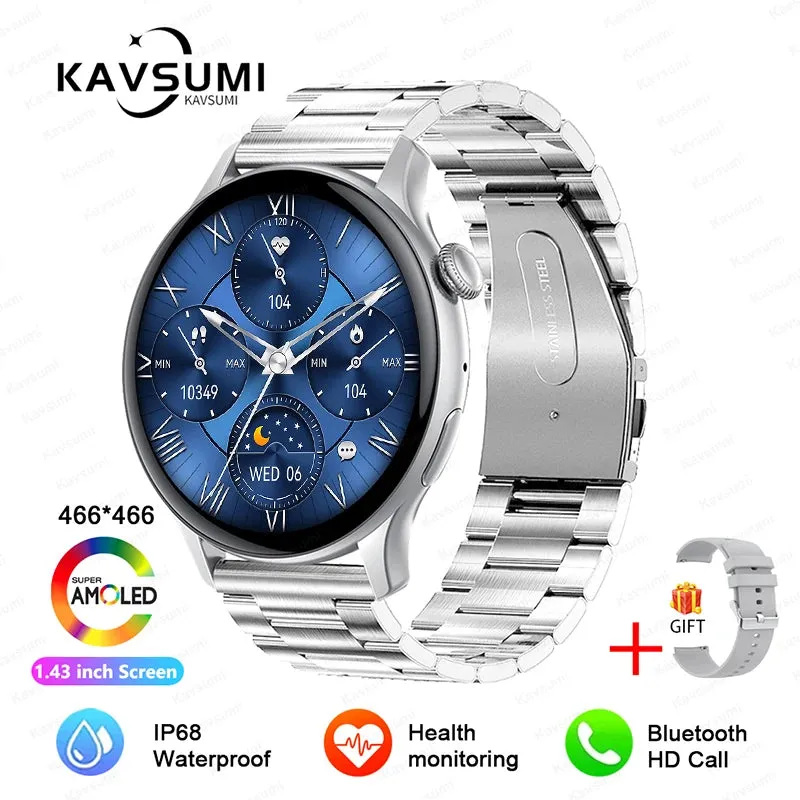 2024 GPS Smart Watch Women 1.43 Inch AMOLED 466*466 HD Screen Sport Heart Rate NFC Custom Dial Bluetooth Call Smartwatch Ladies