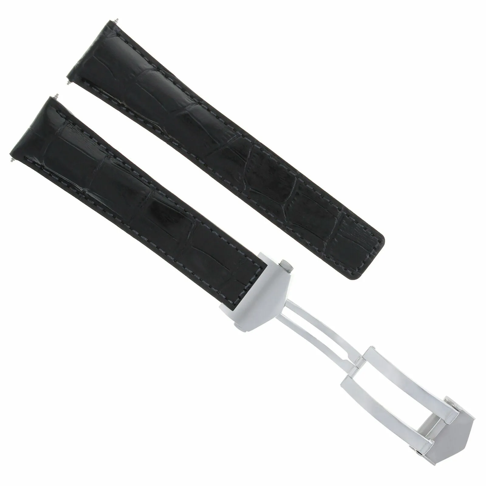 20MM LEATHER STRAP BAND DEPLOYMENT CLASP FOR TAG HEUER MONZA WR2110 WATCH BLACK