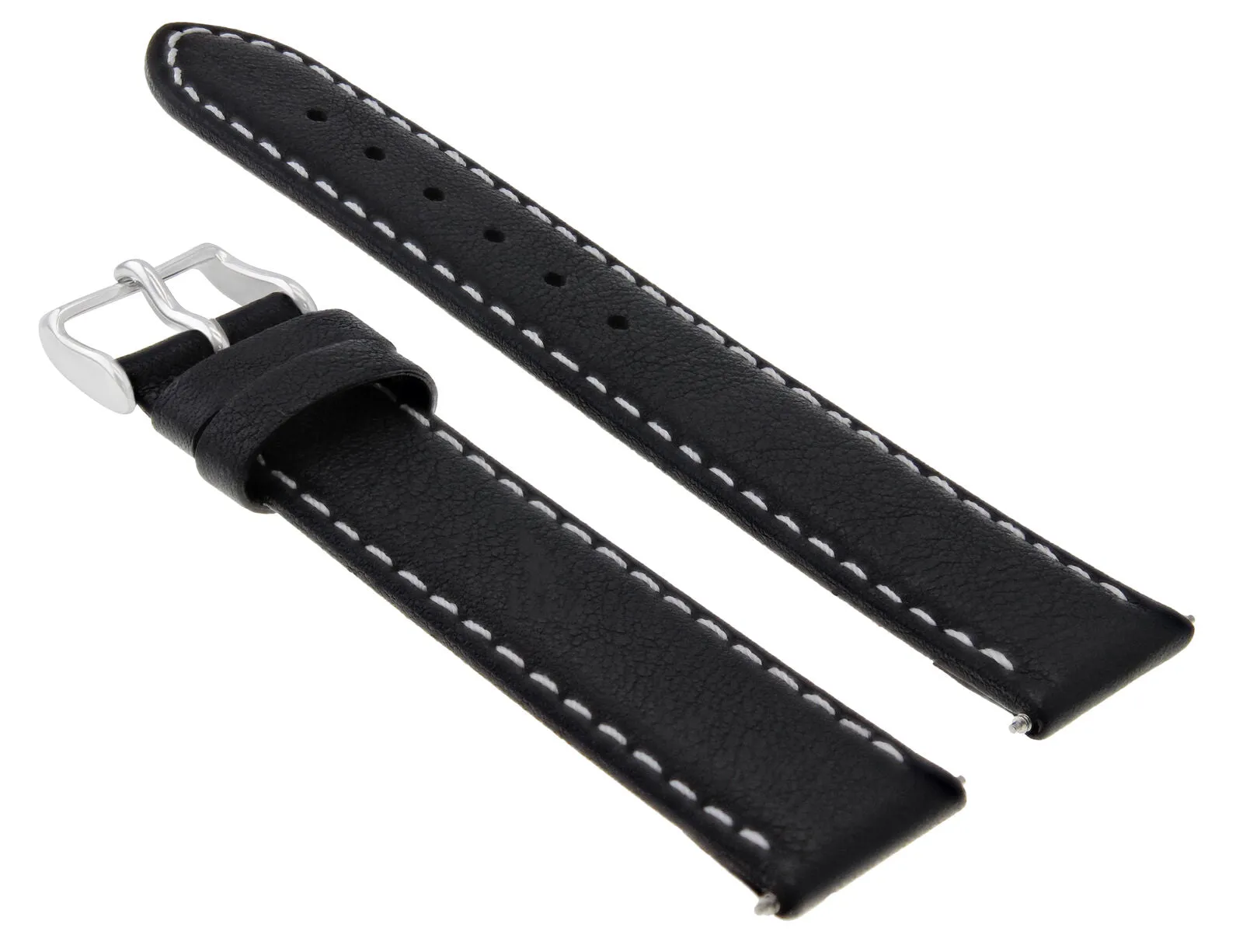 20MM LEATHER WATCH BAND SMOOTH STRAP WATERPROOF FOR ULYSSE NARDIN WATCH BLACK WS