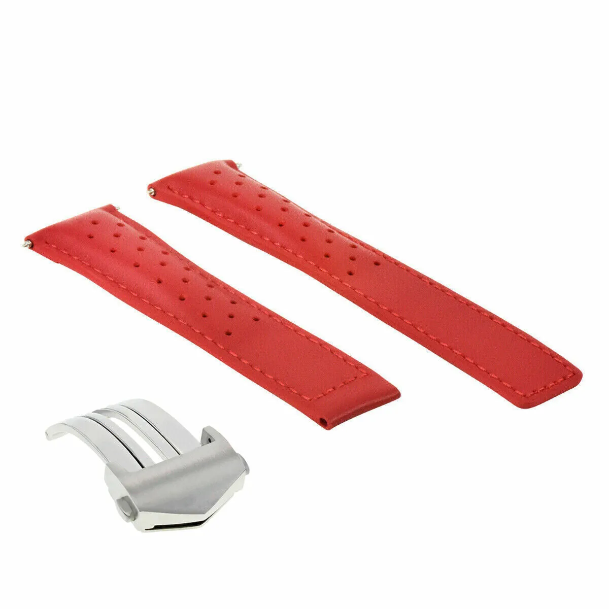 20MM LEATHER WATCH BAND STRAP FOR TAG HEUER CARERRA MONACO FORMULA F1 CLASP RED