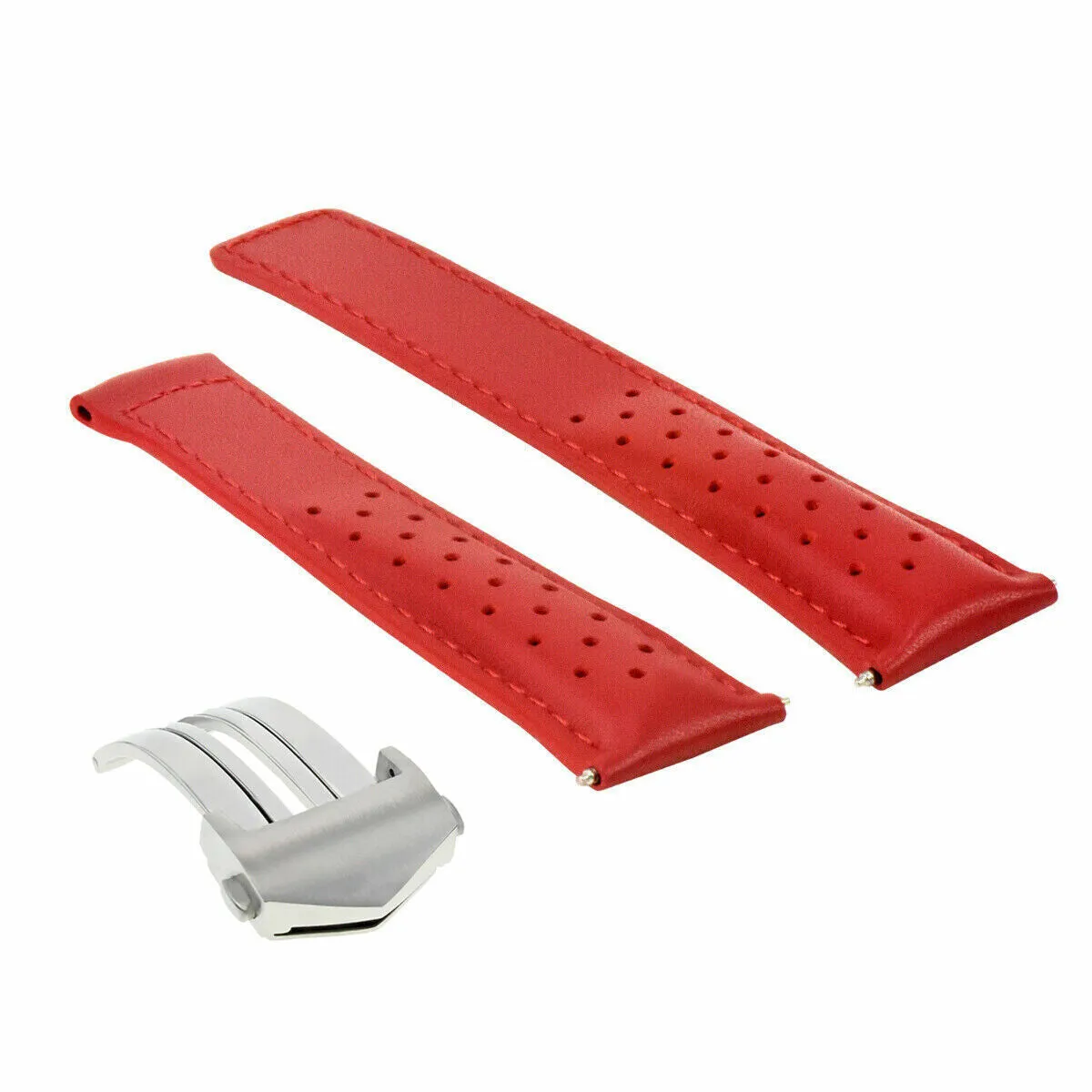 20MM LEATHER WATCH BAND STRAP FOR TAG HEUER CARERRA MONACO FORMULA F1 CLASP RED