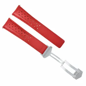 20MM LEATHER WATCH BAND STRAP FOR TAG HEUER CARERRA MONACO FORMULA F1 CLASP RED