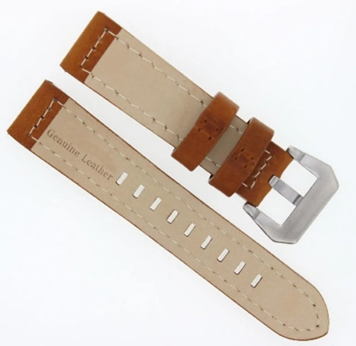 20MM PREMIUM LEATHER WATCH BAND STRAP FOR PAM 40MM PANERAI GMT TAN ORANGE STITCH