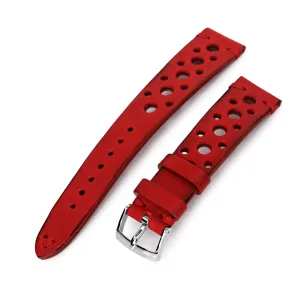 20mm Red Italian Handmade Racer Watch Band, P Buckle