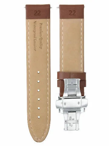 22 MM LEATHER BAND WATCH SMOOTH STRAP CLASP FOR TAG HEUER CARRERA TAN L/BROWN