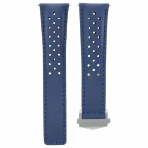 22MM BLUE LEATHER BAND STRAP CLASP FOR TAG HEUER CARRERA MONACO CALIBRE 12 WATCH