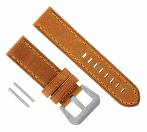 22MM LEATHER PAM WATCH BAND STRAP FOR PANERAI MARINA GMT TAN WATCH ORANGE STITCH